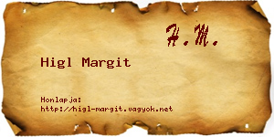 Higl Margit névjegykártya